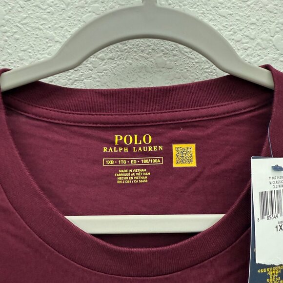 Polo Ralph Lauren Classic Pony Wine Short Sleeve Cotton T Shirt Mens sz 1XB NEW - Picture 2 of 6